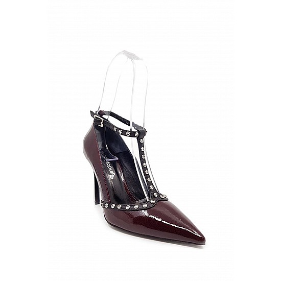 Bordo Rugan Hakiki Deri Stiletto - MARIAH - BORDO