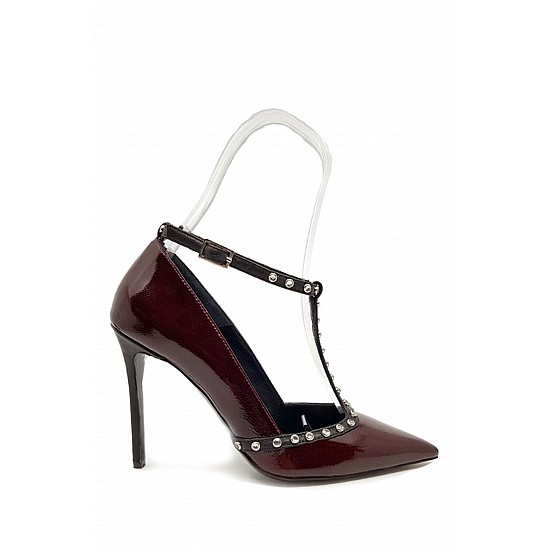 Bordo Rugan Hakiki Deri Stiletto - MARIAH - BORDO