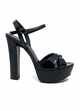 Siyah Hakiki Deri Platform Topuklu Ayakkabı - Samara - SiyahR