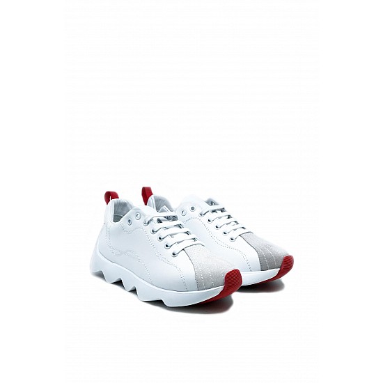 Beyaz Hakiki Deri Spor Ayakkabı - MAYA - Beyaz-B
