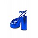 Gümüş Vegan Deri Platform Tabanlı Açık Topuklu Ayakkabı - KARINA - Saks Mavisi