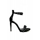 Siyah Saten Tek Bant Topuklu Ayakkabı - Alejandra - SİYAH