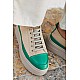 Siyah Kanvas Yüksek Tabanlı Spor Ayakkabı - Ruby - Bej Yeşil