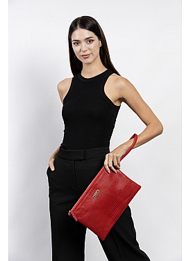 Marie Claire Kırmızı Kadın Kroko Desenli Clutch ve Portföy Çantası Cannes MC222106309 - KIRMIZI