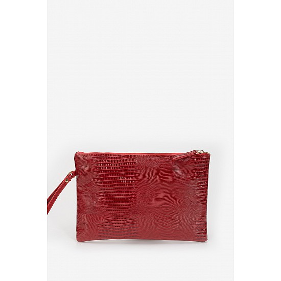 Marie Claire Kırmızı Kadın Kroko Desenli Clutch ve Portföy Çantası Cannes MC222106309 - KIRMIZI