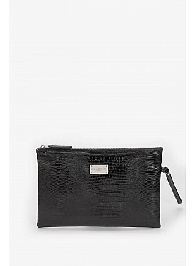 Marie Claire Kırmızı Kadın Kroko Desenli Clutch ve Portföy Çantası Cannes MC222106309 - SİYAH