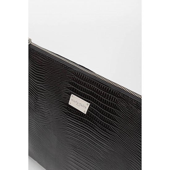 Marie Claire Kırmızı Kadın Kroko Desenli Clutch ve Portföy Çantası Cannes MC222106309 - SİYAH