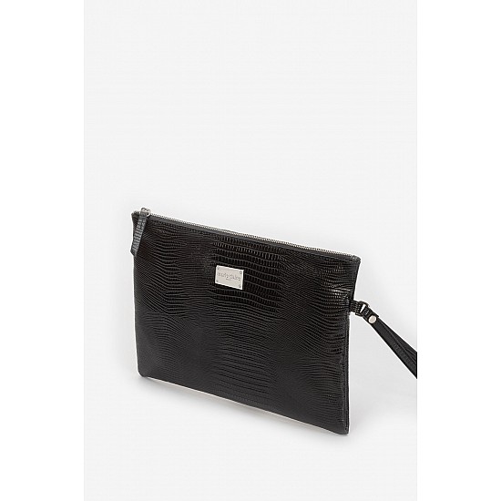 Marie Claire Kırmızı Kadın Kroko Desenli Clutch ve Portföy Çantası Cannes MC222106309 - SİYAH