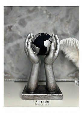 Dünya Tutan Eller - Gümüş siyah