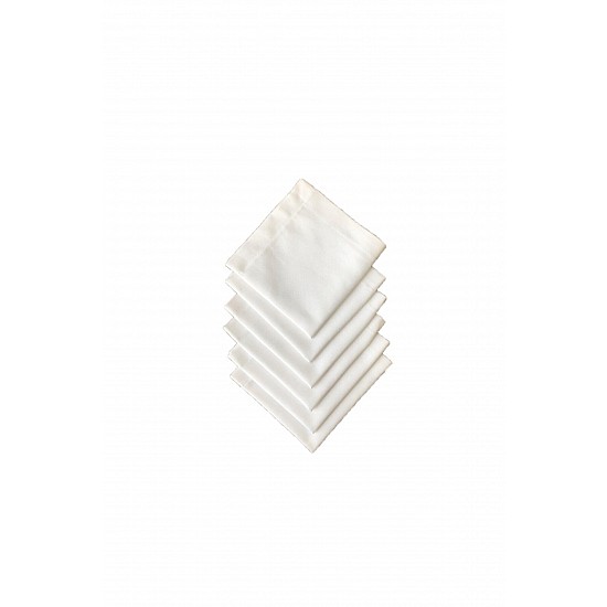 Dertsiz Kumaş Servis Peçetesi 6'lı Set Cam Göbeği - 35x35 Beyaz
