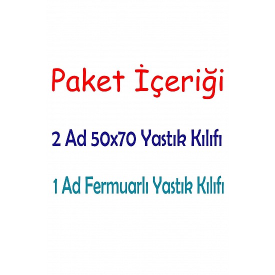 %100 Pamuklu 50x70 Yastık Kılıfı Pillow Case 3lü Paket - BEYAZ