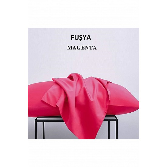 %100 Pamuklu 50x70 Yastık Kılıfı Pillow Case 3lü Paket - fuşya