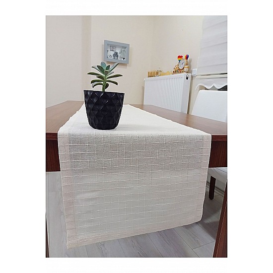 %100 Pamuklu Runner 40x150cm Ekru - EKRU