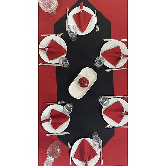Sıvı Geçirmez Dertsiz Masa Örtüsü Kırmızı 13 Parça Set - KIRMIZI