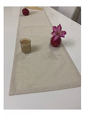 Keten Görünümlü Simli Linen Gold Runner 40 x 160 - Altın