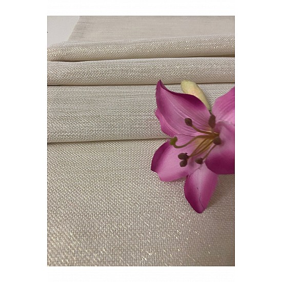 Keten Görünümlü Simli Linen Gold Runner 40 x 160 - Altın