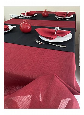 Solid Kırmızı Simli Masa Örtüsü 25 Parça Set - KIRMIZI