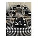 Sıvı Geçirmez Dertsiz Masa Örtüsü Kareli Desen Siyah 25 Parça Set - SİYAH