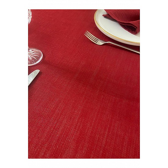 Simli Dertsiz Salon Masa Örtüsü Kırmızı 13 Parça - KIRMIZI