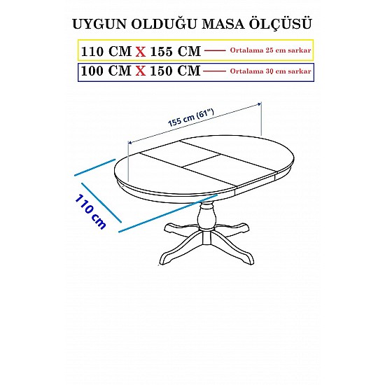 Simli Dertsiz Oval Masa Örtüsü Siyah 150 x 240 - BEYAZ