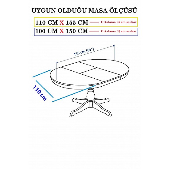 Simli Dertsiz Oval Masa Örtüsü Füme 150 X 210 - BEYAZ