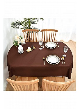 Sıvıya Dayanıklı Dertsiz Oval Masa Örtüsü Kahverengi 160 x 270 - KAHVERENGİ