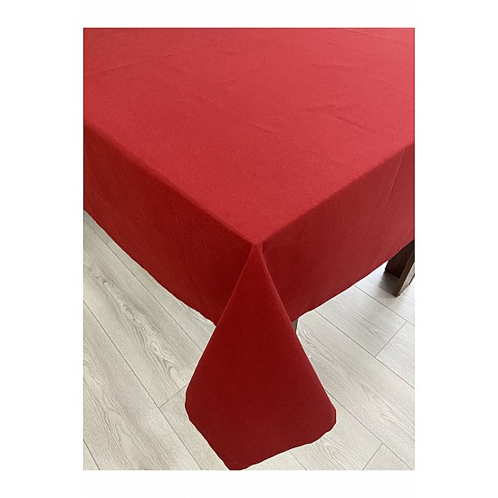 Kırmızı Masa Örtüsü , Ekose Runner , 2 Renk Supla Seti , Peçete 6 Kişilik - KIRMIZI