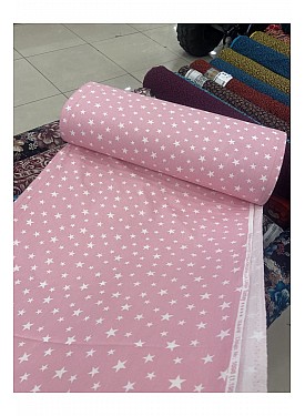 Yıldız Desen Çarşaf,Nevresim,Yastık Kılıfı İçin %100 Pamuklu Poplin Kumaş 100CM X 240CM - PEMBE