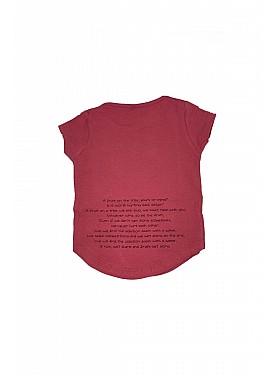 Kız Çocuk Nar Çiçeği Renk Pamuklu Oval Kesim Armut Desenli Kısa Kollu T-shirt - MOR