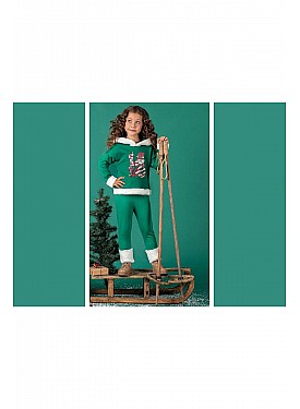 Unisex Çocuk Yılbaşı Christmas Noel Temalı Elf Model Kapüşonlu 3 İp Şardonlu 2 Parça Alt Üst Takım - YEŞİL