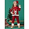 Unisex Çocuk Yılbaşı Christmas Noel Temalı Geyik Model Kapüşonlu 3 İp Şardonlu 3 Parça Alt Üst Takım - KIRMIZI