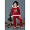 Unisex Çocuk Yılbaşı Christmas Noel Temalı Jingle Bells Model Kapüşonlu 3 İp Şardonlu 2 Parça Alt Üs - KIRMIZI