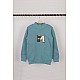 Unisex Çocuk Dik Yaka M Nakışlı Mavi Basic Sweatshirt - MAVİ