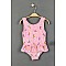 Kız Çocuk Pembe Renk Yıldız Desenli Dalgıç Kumaş Etekli Mayo - PEMBE