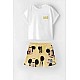 Unisex Bebek & Çocuk Mickey Mouse Baskılı Pamuklu Bisiklet Yaka Beyaz T-shirt ve Şort Alt Üst Takım - BEYAZ