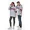 Unisex Yazı Baskılı 3 Iplik Kapüşonlu Kanguru Cepli Gri Renk Sevgili Kombini Sweatshirt - GRİ