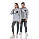 Unisex Anime Baskılı 3 Iplik Kapüşonlu Gri Renk Sevgili Kombini Sweatshirt - GRİ