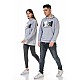 Unisex Anime Baskılı 3 Iplik Kapüşonlu Gri Renk Sevgili Kombini Sweatshirt - GRİ