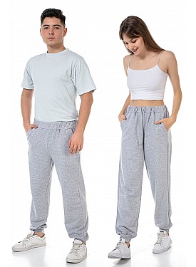 Unisex 3 Iplik Bol Kesim Cepli Gri Renk Eşofman Altı - GRİ