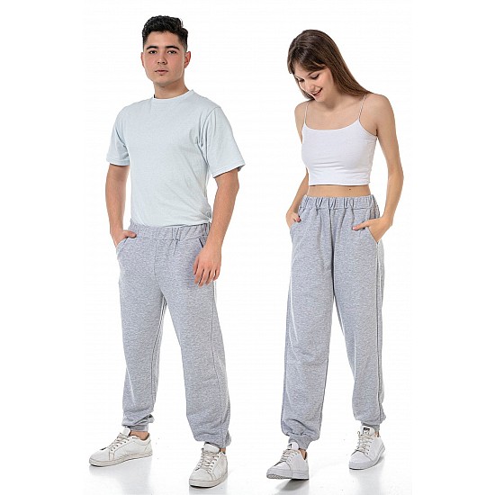 Unisex 3 Iplik Bol Kesim Cepli Gri Renk Eşofman Altı - GRİ