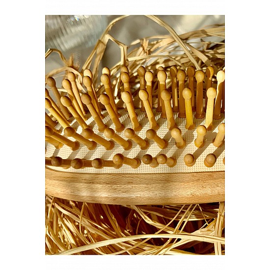 Ahşap Saç Fırçası | Bambu Dişli | Çanta Boyu Tarak 21 Cm | - BEJ