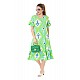 Kadın Büyük Beden Fırfırlı Cepli Kısa Kol Yeşil Motif Desenli Midi Elbise - YEŞİL
