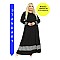 Kadın Siyah Eteği Kazayağı Şerit Detaylı Tesettür Elbise Standart Kalıp 44-52 Beden Uyumlu - SİYAH