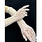 Özel tasarım nikah & düğün için uzun, dantel, beyaz, lastikli tül gelin eldiveni - BEYAZ
