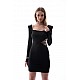 Amelia padded long sleeve black evening dress & graduation & party dress - BLACK