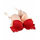 Donella Dantelli Destekli 3'lü Set Sütyen Kırmızı Pudra Somon - 1005SET - Renkli