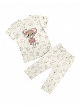 Donella Baskılı Kız Çocuk Pijama Takımı - 10084 - KREM