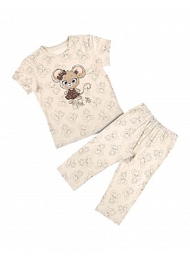Donella Baskılı Kız Çocuk Pijama Takımı - 10084 - PUDRA