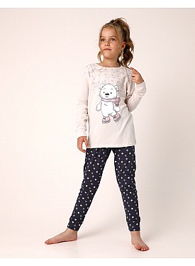 Donella Polar Bear Baskılı Kız Çocuk Pijama - 10099 - PUDRA