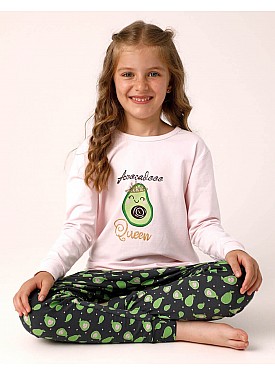Donella Avakado Baskılı Kız Çocuk Pijama - 10104 - PEMBE